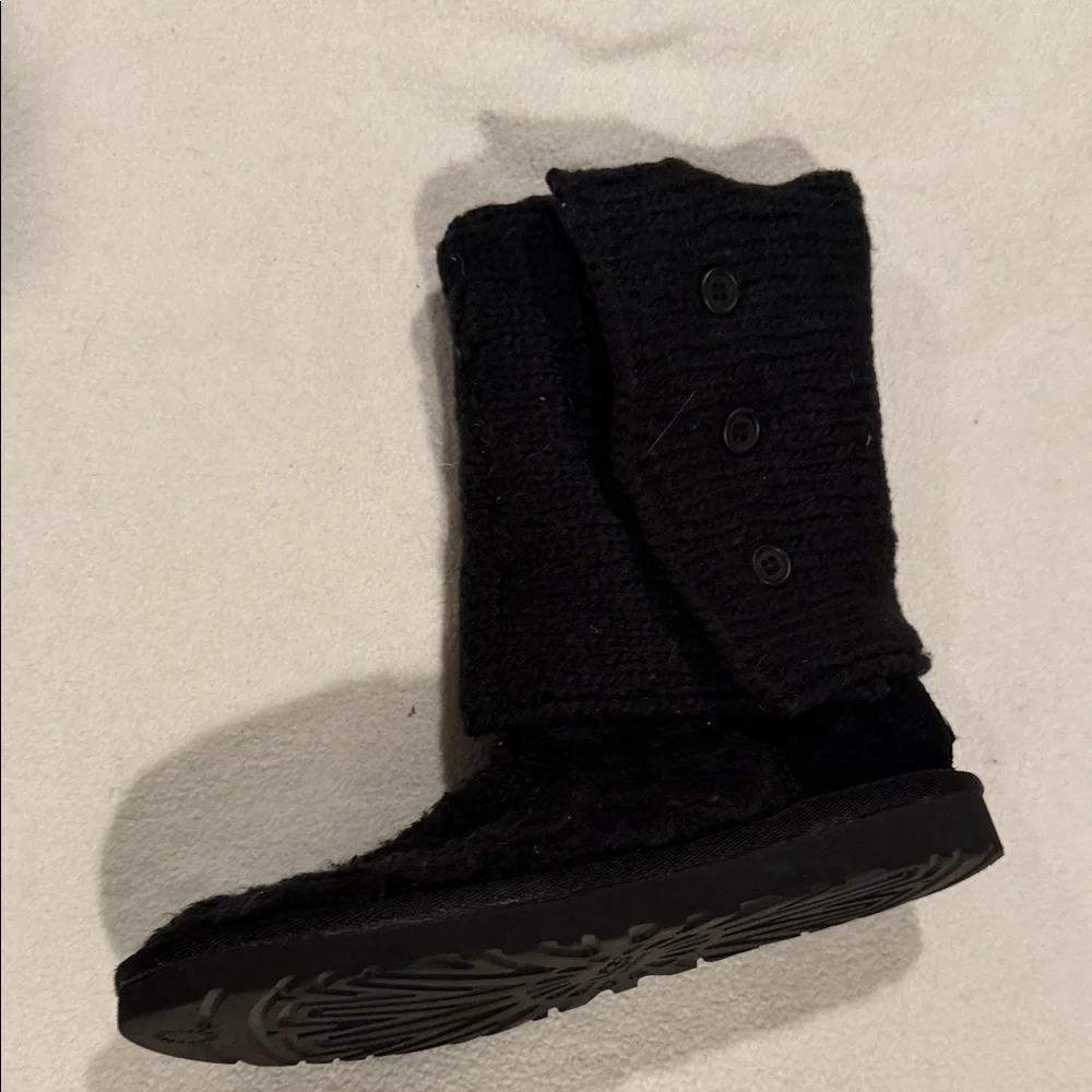UGG Black Ankle Boots with Button Detail - Picture 8 of 9